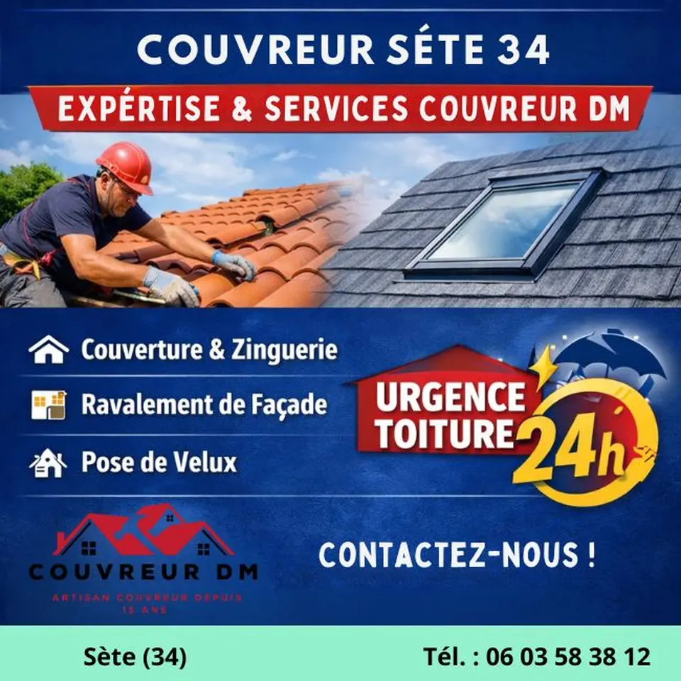 Urgence couvreur Sète (34) : intervention rapide pour fuite de toiture